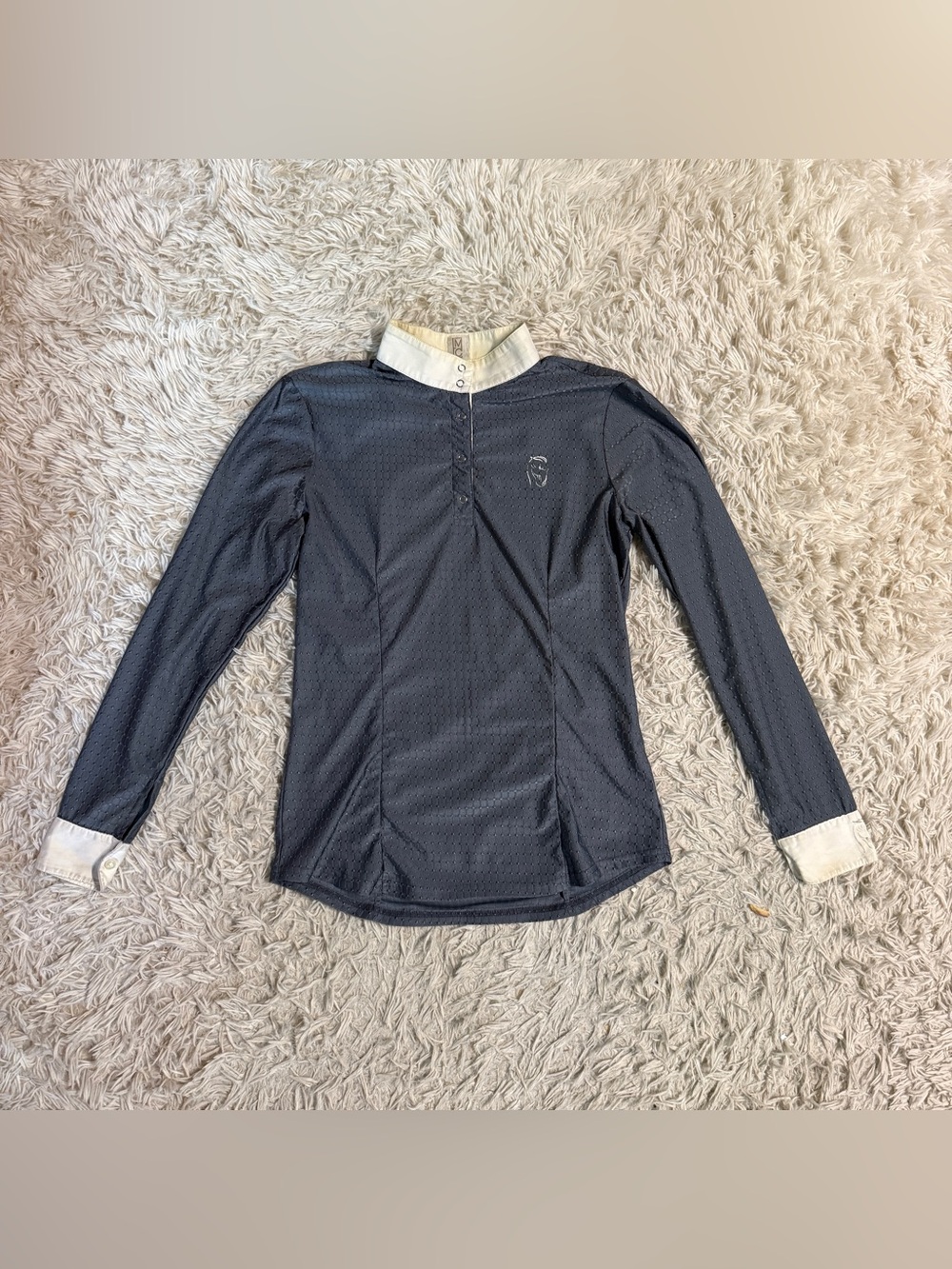 Women’s Large Grey Emcee Equestrian Long Sleeve Horseback Riding Show Shirt